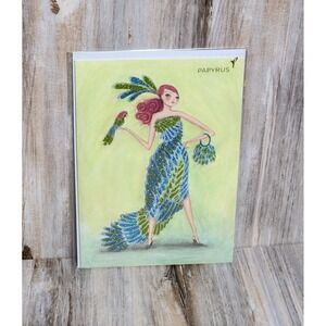 Bella Pilar Designed Papyrus Glittery Parrot &‎ Dress Beaded Happy Birthday Card